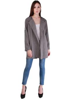 Hang-Qiao Autumn Loose Slim Jacket Coat Long-sleeved Windbreaker Dark Grey  