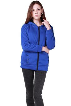 Hang-Qiao Women's Thicken Zipper Fleece Hoodie Outwear Jackets Coats Blue  