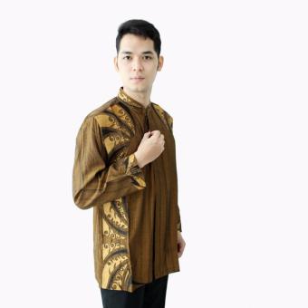 Hansen & Lisa Baju Koko Lengan Panjang Motif Bordir Shield - Coklat  