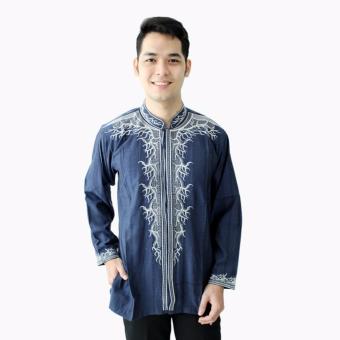 Hansen & Lisa Baju Koko Lengan Panjang Motif Bordir The Vine - Biru  