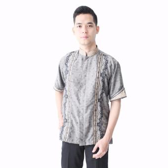 Hansen & Lisa Baju Koko Lengan Pendek Aplikasi Batik Suspender - Abu Abu  