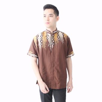 Hansen & Lisa Baju Koko Lengan Pendek Motif Bordir Circlespark - Coklat  