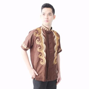 Hansen & Lisa Baju Koko Lengan Pendek Motif Bordir Oceanwave - Coklat  