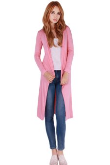 Hanyu Casual Long Knitting Cardigans Pink - intl  