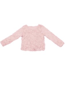 Hanyu Female Loose Round Collar 3D Rose T-shirt Pink  