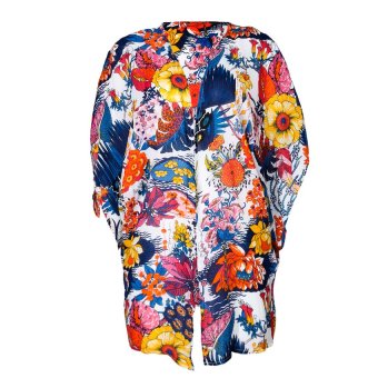 HAOFEI Women Floral Short Sleeve Chiffon Blouse      