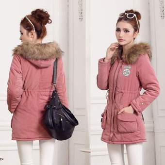 Happycat Lady Women Thicken Warm Winter Coat Hood Overcoat Long Jacket Outwear (Pink) (XL) - Intl - Intl  