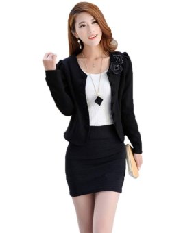 Happycat New Women's Fashion Coat Jacket Suit Long Sleeve Short Coat Outerwear (White) (XXL) - intl  
