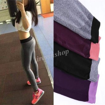 Happycat New Women's Fashion Elastic Yoga Sports Exercise Fitness Gym Slim Pants Leggings irsh (Gray) (S)  