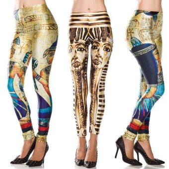 Happycat Women Elastic Egyptian Printed Stretch Leggings Tights Pencil Pants (MultiColor) (One Size) - intl  