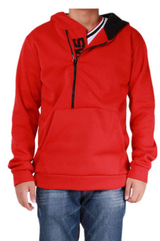 HengSong Cover Head Fleece Leisure Trend Zipper Fleece Red - intl  