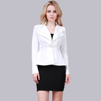 HengSong FASHION Women Leisure Solid Color Blazers Stylish Office Lady Slim Small Suit Jackets Coats White - intl  