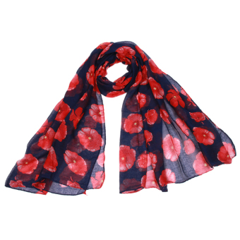 HengSong Poppies Voile Long Scarf Amphibious Shawl For Women #8  