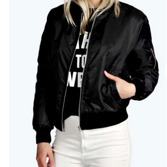 HengSong Women Ladies Causal Plain Zipper Jacket Black - intl  