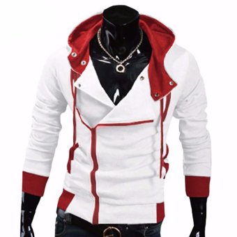 Hequ Aliexpress explosion of Assassin s Creed sweater oblique zipper hooded jacket men s W20 White(Int:XXL) - intl  