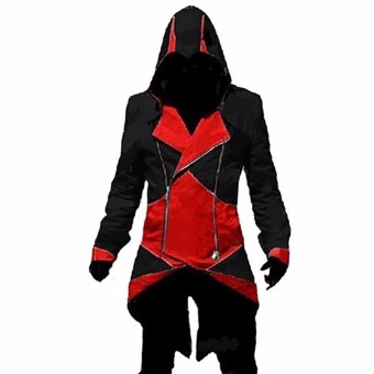 Hequ Assassins s Creed 3 Anime Game Connor Red Black 7 Color To Choose Coat Cos Cosplay Red(Int:XXL) - intl  