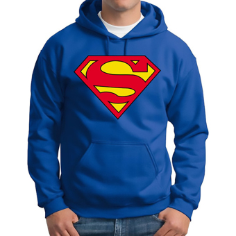 Hequ Fashion Men Autumn Superman Print Sweatershirt Pullover Casual Long Sleeve Hoodies Blue - intl  
