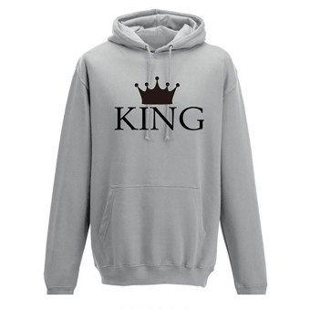 Hequ Fashion Men Casual Hooded Sweatershirt Top Solid Color "King" Print Hoodies Grey - intl  