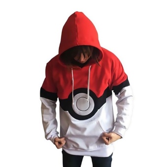 Hequ Fashion Men Pokemon Ball Design Sweatershirt Casual Long Sleeve Hoodies Red - intl  