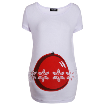 Hequ Fashion Women's Short Sleeve Snowflake and Ball Printed Pregnant Woman T-shirt White - intl  