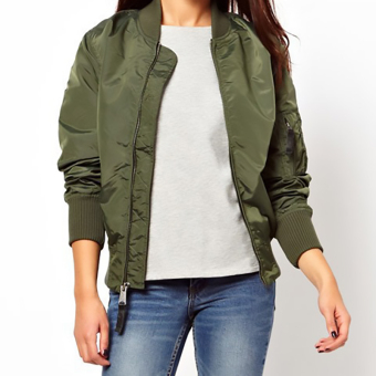 Hequ New Autumn Fashion Women's Solid Color Cardigan Casual Small Coat Jacket ArmyGreen - intl  