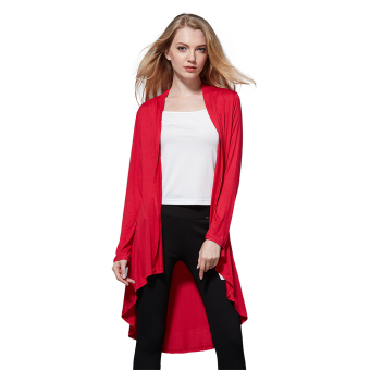 Hequ Top Seller Fashion Women Sweater Round Dot Knit Irregular Cardigan Jacket Ladies Coat Burgundy - intl  