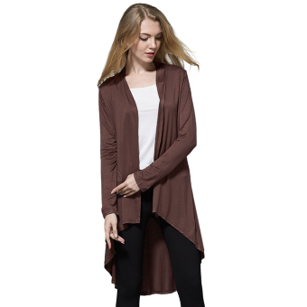 Hequ Top Seller Fashion Women Sweater Round Dot Knit Irregular Cardigan Jacket Ladies Coat Coffee - intl  