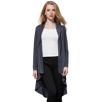 Hequ Top Seller Fashion Women Sweater Round Dot Knit Irregular Cardigan Jacket Ladies Coat DarkGrey - intl  