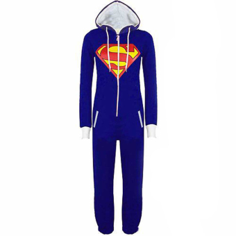Hequ Unisex Batman Superman Hooded Sweatshirts Couple Home Clothes (Blue)  