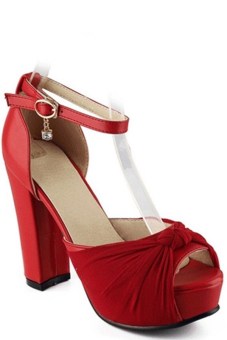 High Heeled Open Toe Sandals (Red) - INTL  