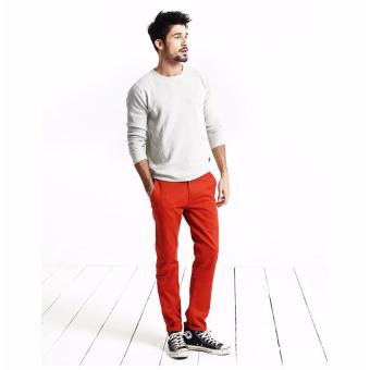 High Quality Brand Autumn Winter New Fashion 2016 Slim Straight Men Casual Pants Man Pocket Trousers Plus Size (Orange) - intl  