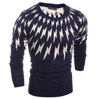 High Quality New Fashion Style Men's Sweaters Lightning Pattern Casual Knitted Sweaters Slim Fit Pullover Mens Sweater - Intl  