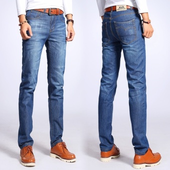 High quality retro mens denim jeans cotton skinny jean pants four seasons straight slim fit blue men's famous trousers plus size without belt  