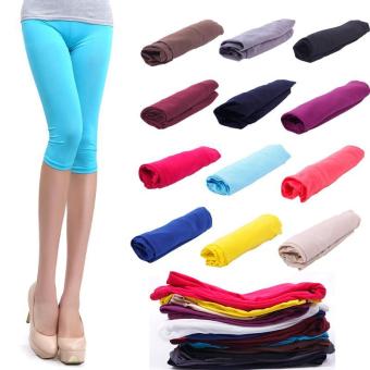 High Quality Store New Hot Women's Color Stretchy Cropped Leggings Tights Shorts Pants Purple  
