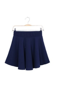 High Waist Flared Pleated Mini Skirt (Blue)  