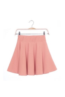 High Waist Flared Pleated Mini Skirt (Pink)  