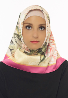 Hijabstore - Angel Lelga Original Scarf 191 - Pink Motif Bunga  