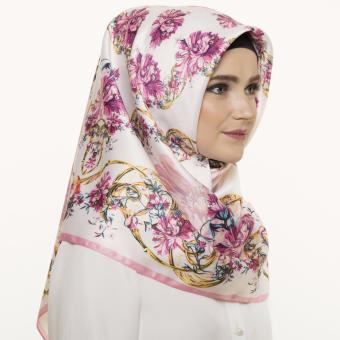 Hijabstore - Angel Lelga Original Scarf AL 242 - Cream Pink Yellow Floral  