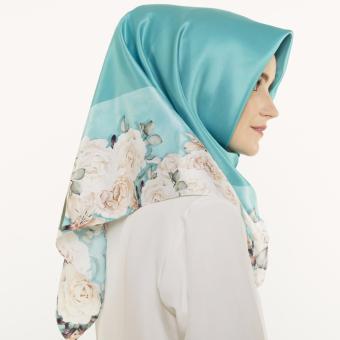 Hijabstore - Moshaict By Itang Yunasz AL 200 - Turquoise White Floral  