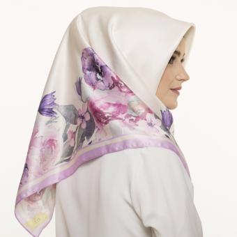 Hijabstore - Moshaict By Itang Yunasz AL 227 - Cream Multiwatercolour Floral  