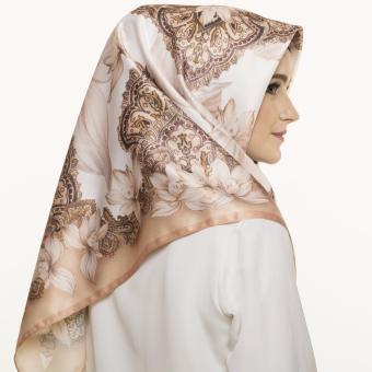 Hijabstore - Moshaict By Itang Yunasz AL 241 - Brown Ethnic Floral Graphic  