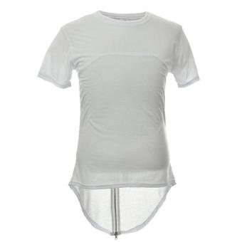 Hip Hop Extended for Tyga Men Swag Back Zipper Streetwear Short Sleeve T-shirt White  