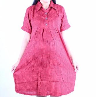 HMILL Baju Hamil Dress Hamil 1125 Merah Polka Kancing  