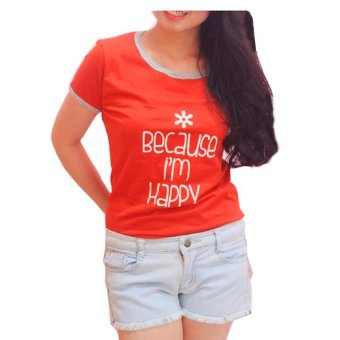 Honeydew Because Im Happy Basic Tshirt - Merah  
