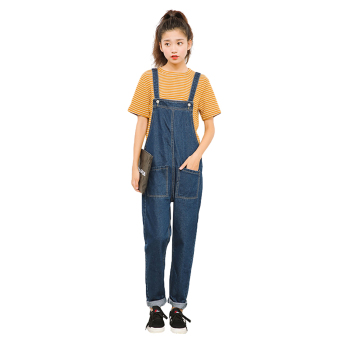 Honour Fashion Women's Leisure Loose Suspender Trousers Pants For Students (Deep Blue) jc_1575 - intl  