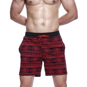 Hot! Leisure brand of mens shorts casual beach boxer trunks sexy man wear baseball male designer men new shorts man wear L(Red) - intl  