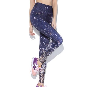Hot New Women Sexy Universe Galaxy Floral Blue Print Leggings Pants Elasticity Fashion Yoga Leggings Slim Sport Pants - intl  