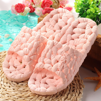 Hot sale Sandals Massage Shoes New Arrival Flip Flops bathroom Slipper Casual Lovers Indoor Slipper Hollow leaking slip conch Home Slippers For Women (Pink)  