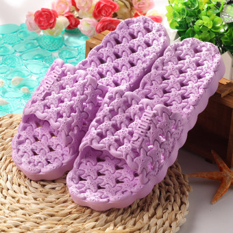 Hot sale Sandals Massage Shoes New Arrival Flip Flops bathroom Slipper Casual Lovers Indoor Slipper Slip hollow starfish couple Home Slippers For Women (purple)  