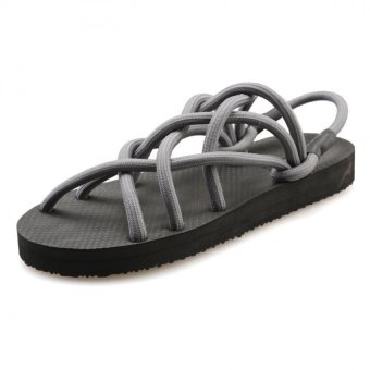 Hot Sale Summer Women's Woven Couple Shoes Beach Sandals (Grey) - Intl  